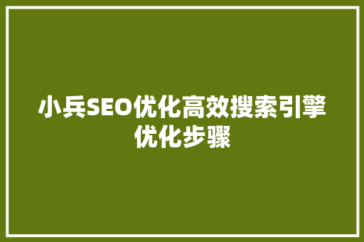 小兵SEO优化高效搜索引擎优化步骤