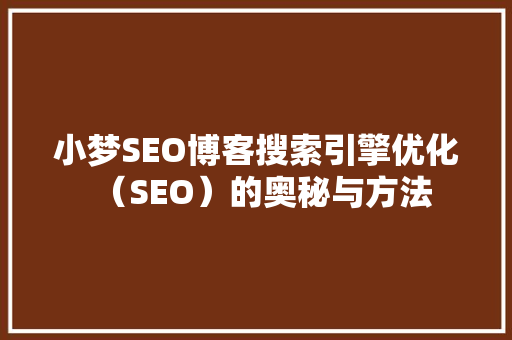 小梦SEO博客搜索引擎优化（SEO）的奥秘与方法