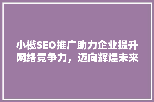 小榄SEO推广助力企业提升网络竞争力，迈向辉煌未来