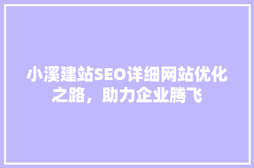 小溪建站SEO详细网站优化之路，助力企业腾飞