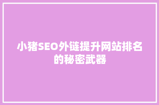 小猪SEO外链提升网站排名的秘密武器