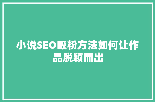 小说SEO吸粉方法如何让作品脱颖而出