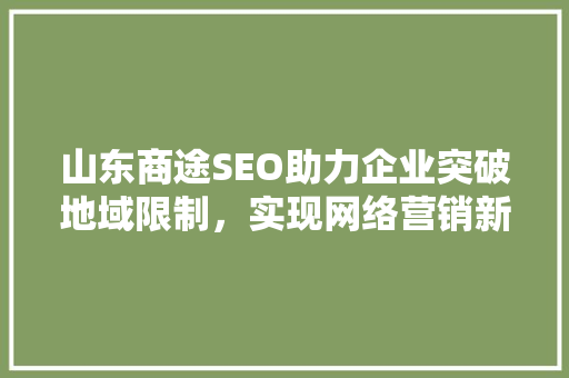 山东商途SEO助力企业突破地域限制，实现网络营销新高度