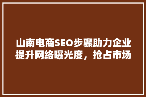 山南电商SEO步骤助力企业提升网络曝光度，抢占市场先机