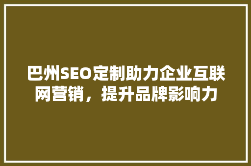 巴州SEO定制助力企业互联网营销，提升品牌影响力