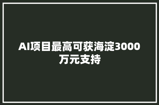 AI项目最高可获海淀3000万元支持