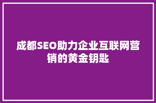 成都SEO助力企业互联网营销的黄金钥匙