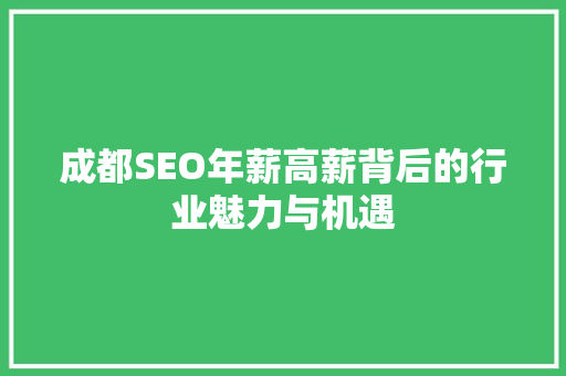 成都SEO年薪高薪背后的行业魅力与机遇