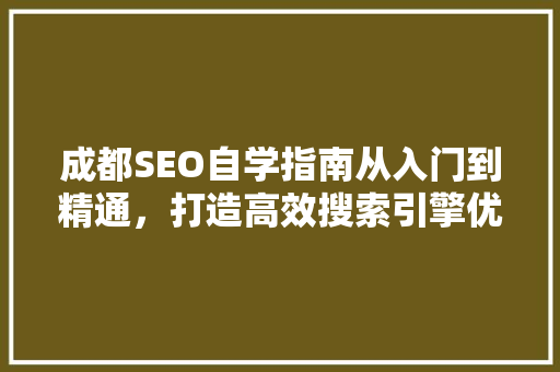 成都SEO自学指南从入门到精通，打造高效搜索引擎优化步骤
