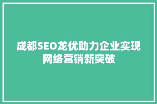 成都SEO龙优助力企业实现网络营销新突破