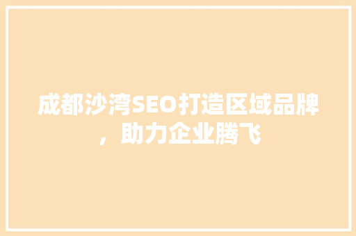 成都沙湾SEO打造区域品牌，助力企业腾飞