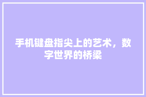 手机键盘指尖上的艺术，数字世界的桥梁