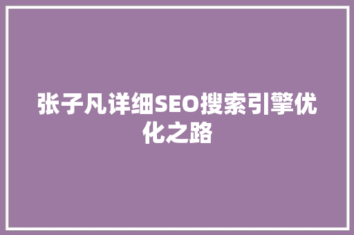 张子凡详细SEO搜索引擎优化之路