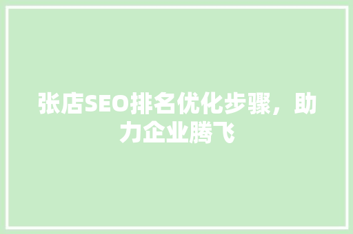 张店SEO排名优化步骤，助力企业腾飞