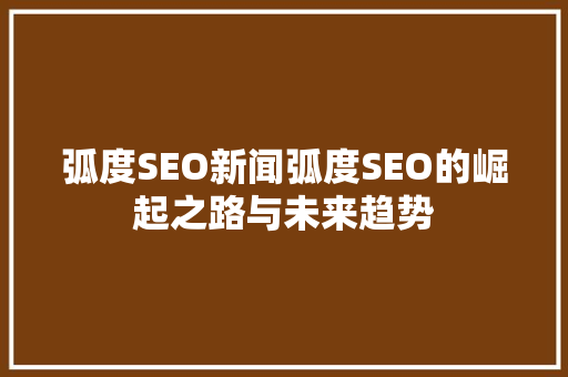 弧度SEO新闻弧度SEO的崛起之路与未来趋势