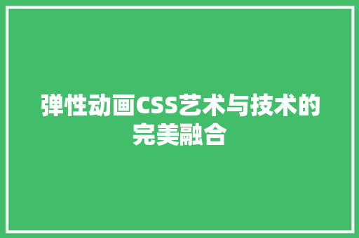 弹性动画CSS艺术与技术的完美融合