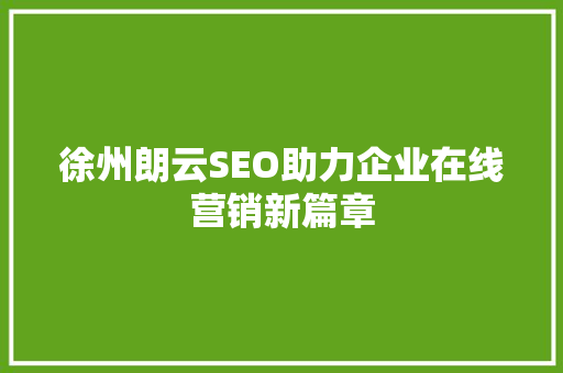 徐州朗云SEO助力企业在线营销新篇章