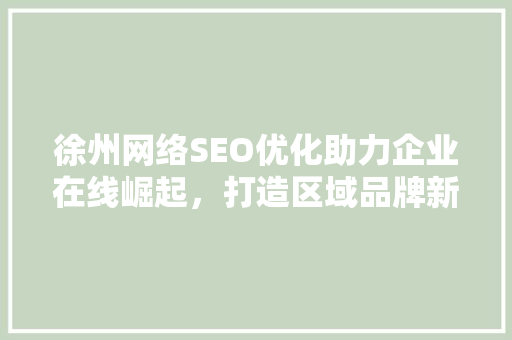 徐州网络SEO优化助力企业在线崛起，打造区域品牌新高度