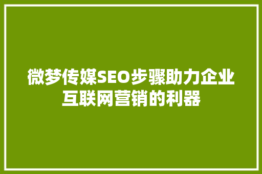 微梦传媒SEO步骤助力企业互联网营销的利器
