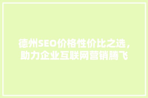 德州SEO价格性价比之选，助力企业互联网营销腾飞