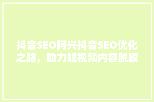 抖音SEO阿兴抖音SEO优化之路，助力短视频内容脱颖而出