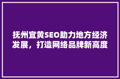 抚州宜黄SEO助力地方经济发展，打造网络品牌新高度