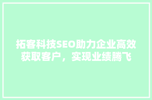 拓客科技SEO助力企业高效获取客户，实现业绩腾飞