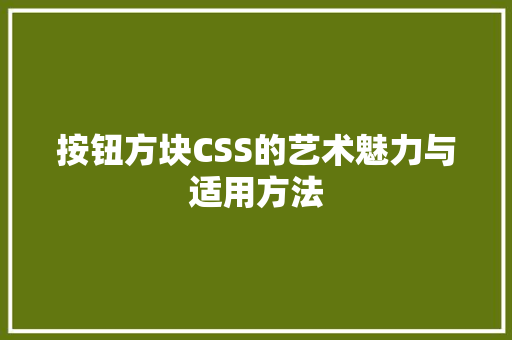 按钮方块CSS的艺术魅力与适用方法