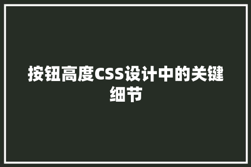 按钮高度CSS设计中的关键细节