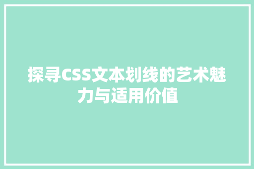 探寻CSS文本划线的艺术魅力与适用价值