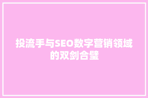 投流手与SEO数字营销领域的双剑合璧
