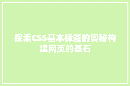 探索CSS基本标签的奥秘构建网页的基石