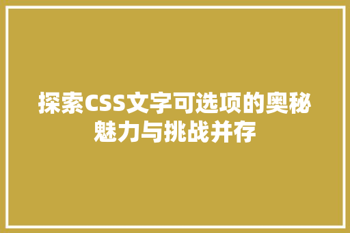 探索CSS文字可选项的奥秘魅力与挑战并存