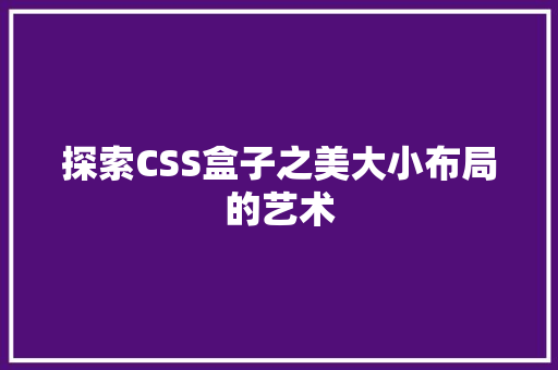 探索CSS盒子之美大小布局的艺术