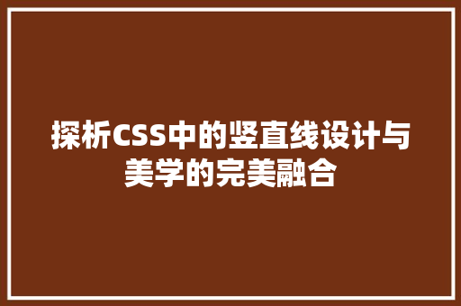 探析CSS中的竖直线设计与美学的完美融合