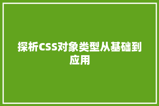 探析CSS对象类型从基础到应用