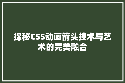 探秘CSS动画箭头技术与艺术的完美融合