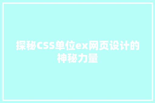 探秘CSS单位ex网页设计的神秘力量