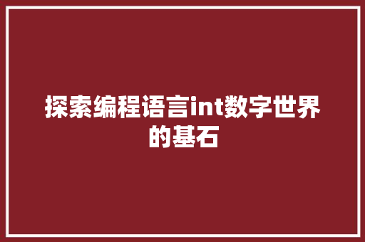 探索编程语言int数字世界的基石