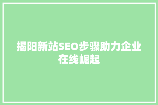 揭阳新站SEO步骤助力企业在线崛起