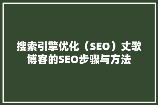 搜索引擎优化（SEO）丈歌博客的SEO步骤与方法