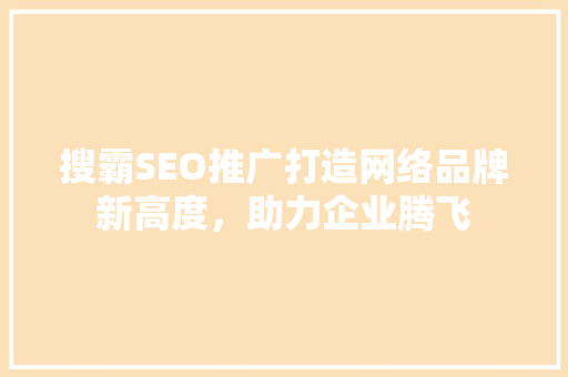 搜霸SEO推广打造网络品牌新高度，助力企业腾飞