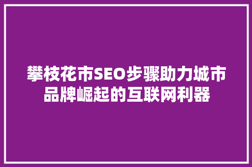 攀枝花市SEO步骤助力城市品牌崛起的互联网利器