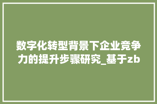 数字化转型背景下企业竞争力的提升步骤研究_基于zblog模板的视角