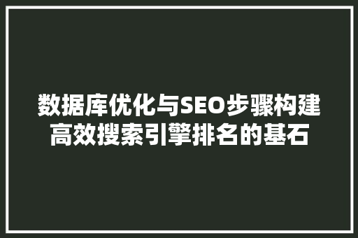 数据库优化与SEO步骤构建高效搜索引擎排名的基石