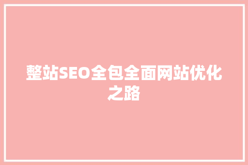 整站SEO全包全面网站优化之路