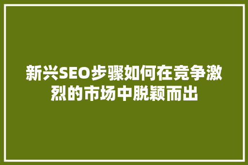 新兴SEO步骤如何在竞争激烈的市场中脱颖而出