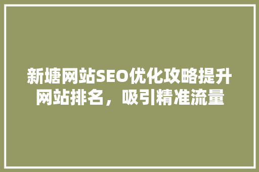 新塘网站SEO优化攻略提升网站排名，吸引精准流量