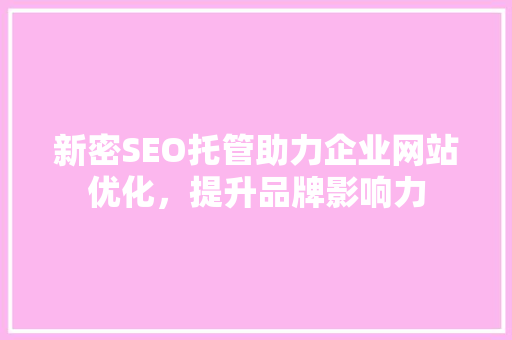 新密SEO托管助力企业网站优化，提升品牌影响力