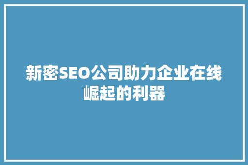 新密SEO公司助力企业在线崛起的利器